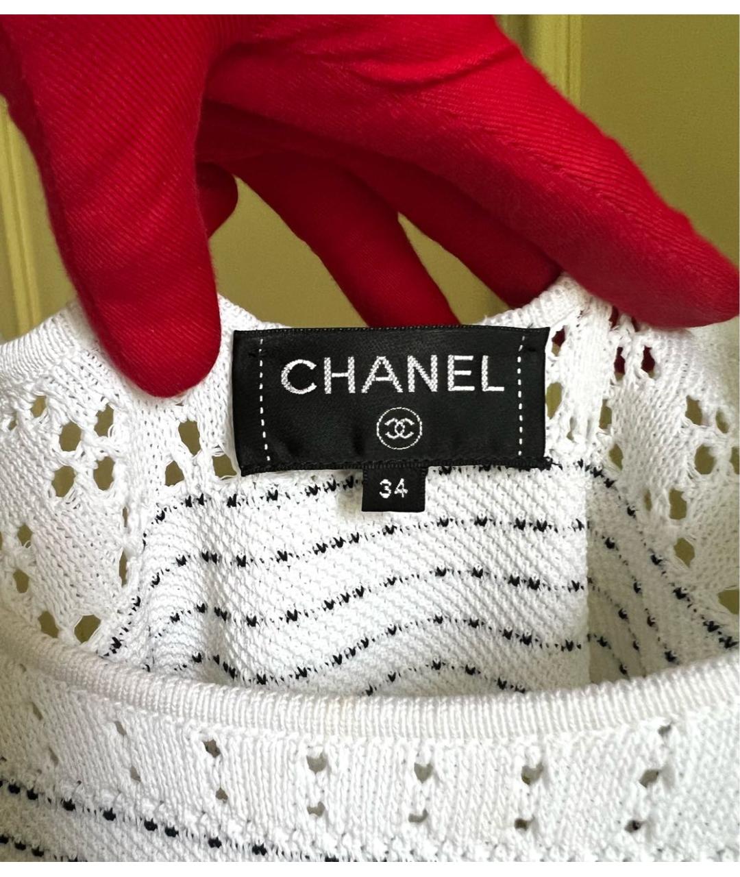 CHANEL Белое хлопковое повседневное платье, фото 6