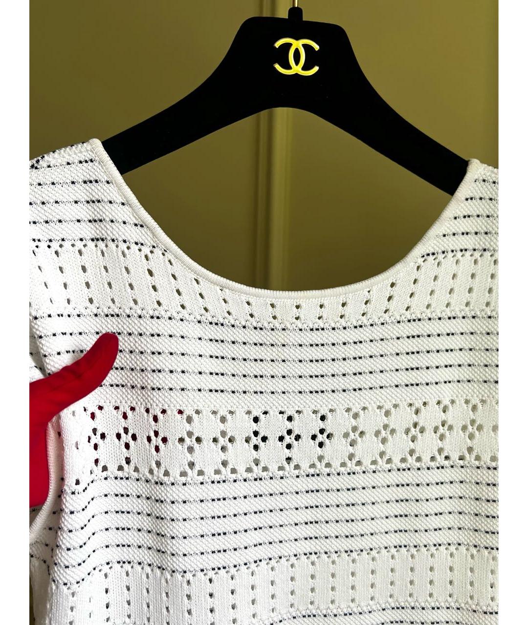 CHANEL Белое хлопковое повседневное платье, фото 4