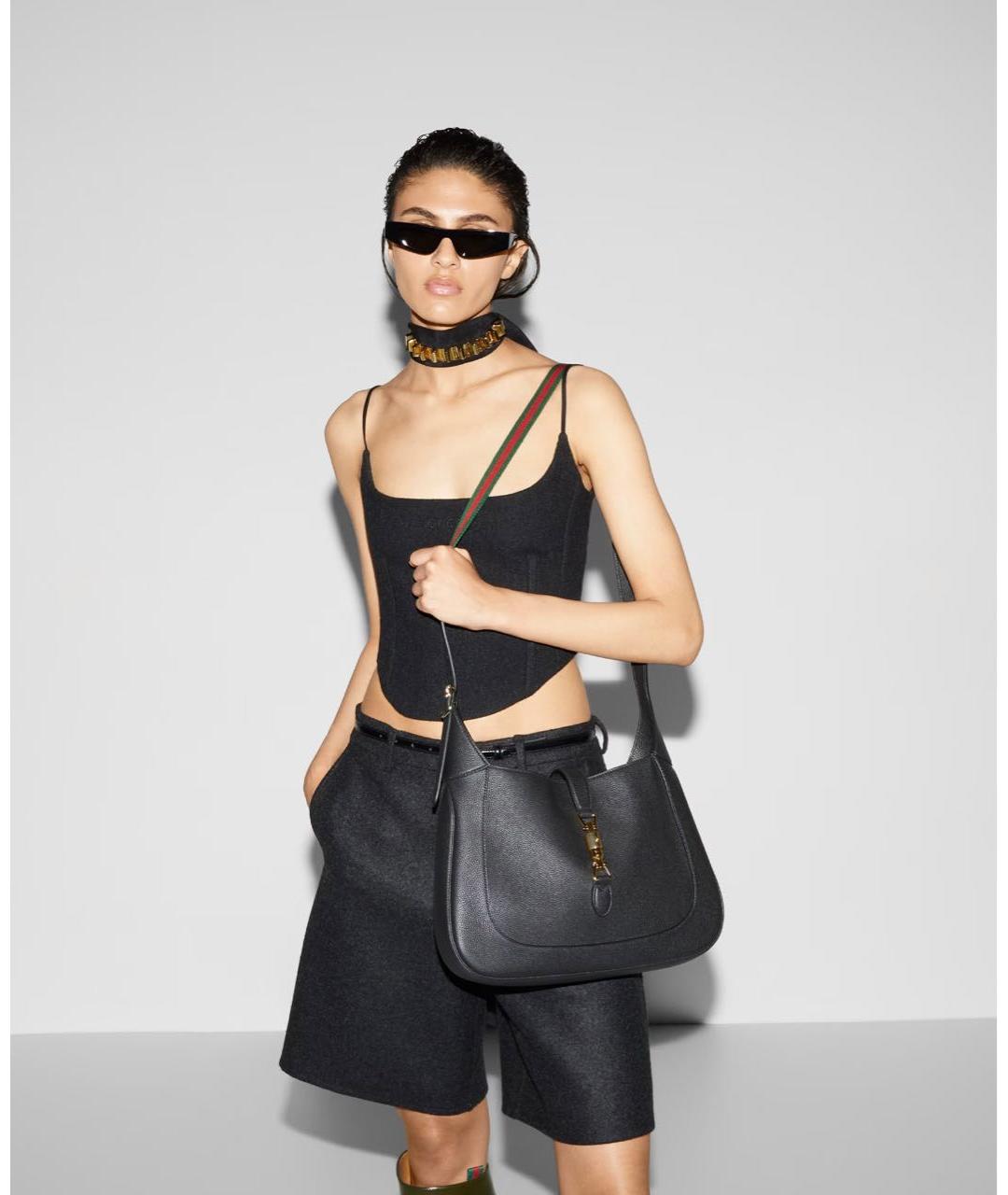 GUCCI Черная кожаная сумка с короткими ручками, фото 4