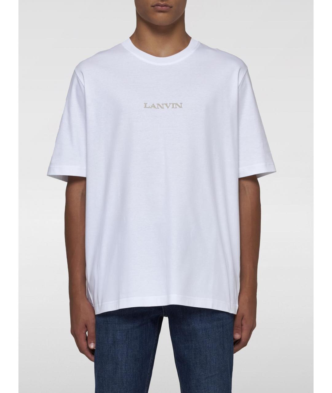 LANVIN Белая хлопковая футболка, фото 2