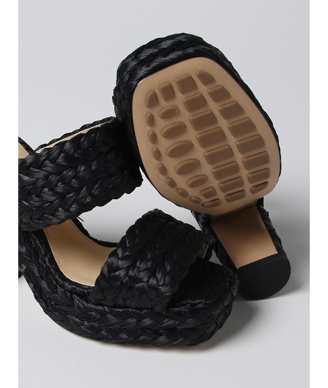 BOTTEGA VENETA Черные кожаные сандалии, фото 4