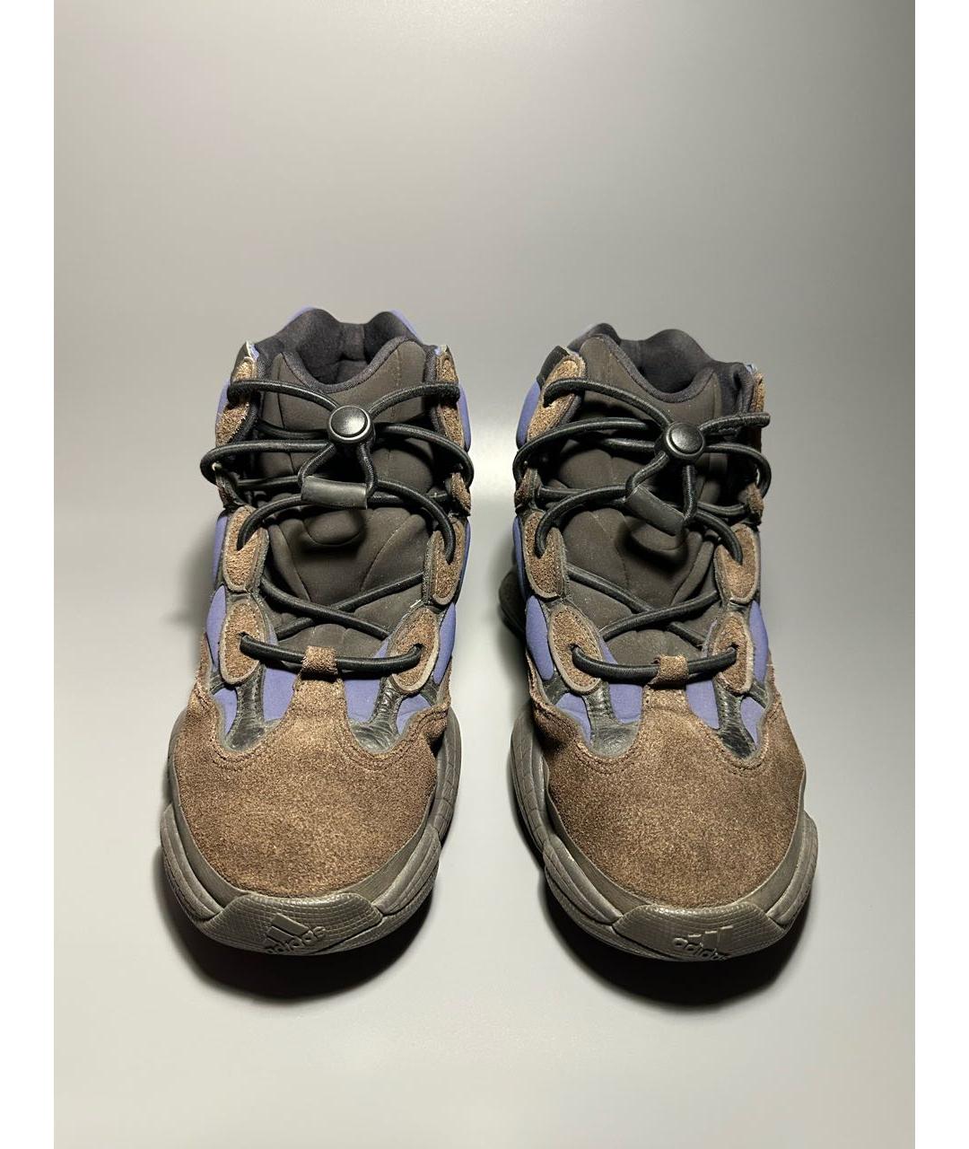 ADIDAS YEEZY Коричневые замшевые высокие кроссовки / кеды, фото 2