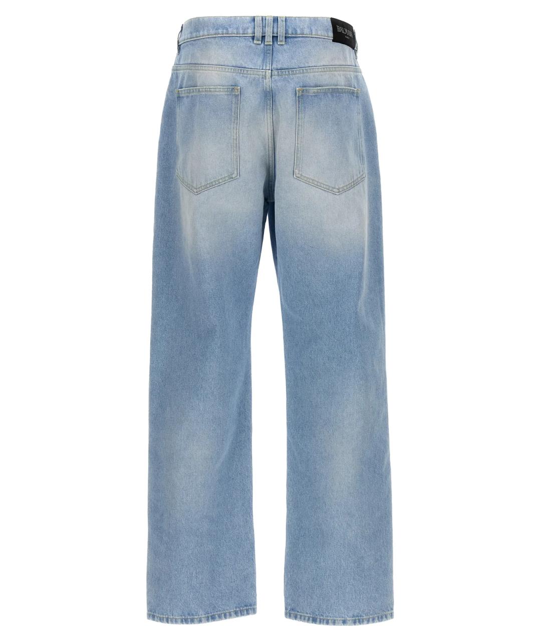 BALMAIN Голубые хлопковые прямые джинсы, фото 2