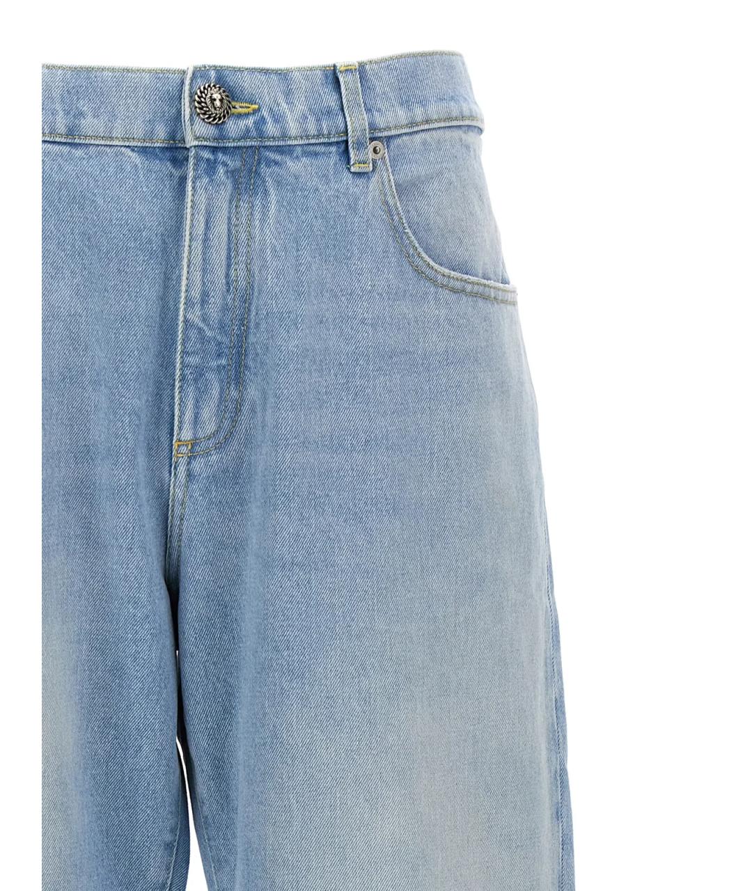 BALMAIN Голубые хлопковые прямые джинсы, фото 3