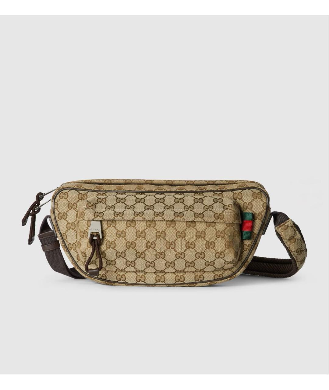 GUCCI Коричневая тканевая поясная сумка, фото 7