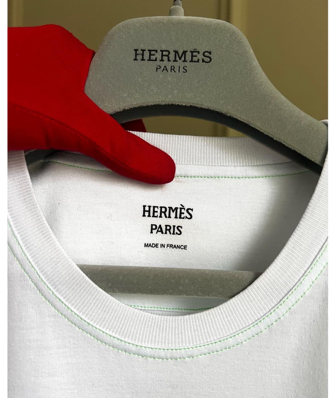 HERMES Белая хлопковая футболка, фото 5