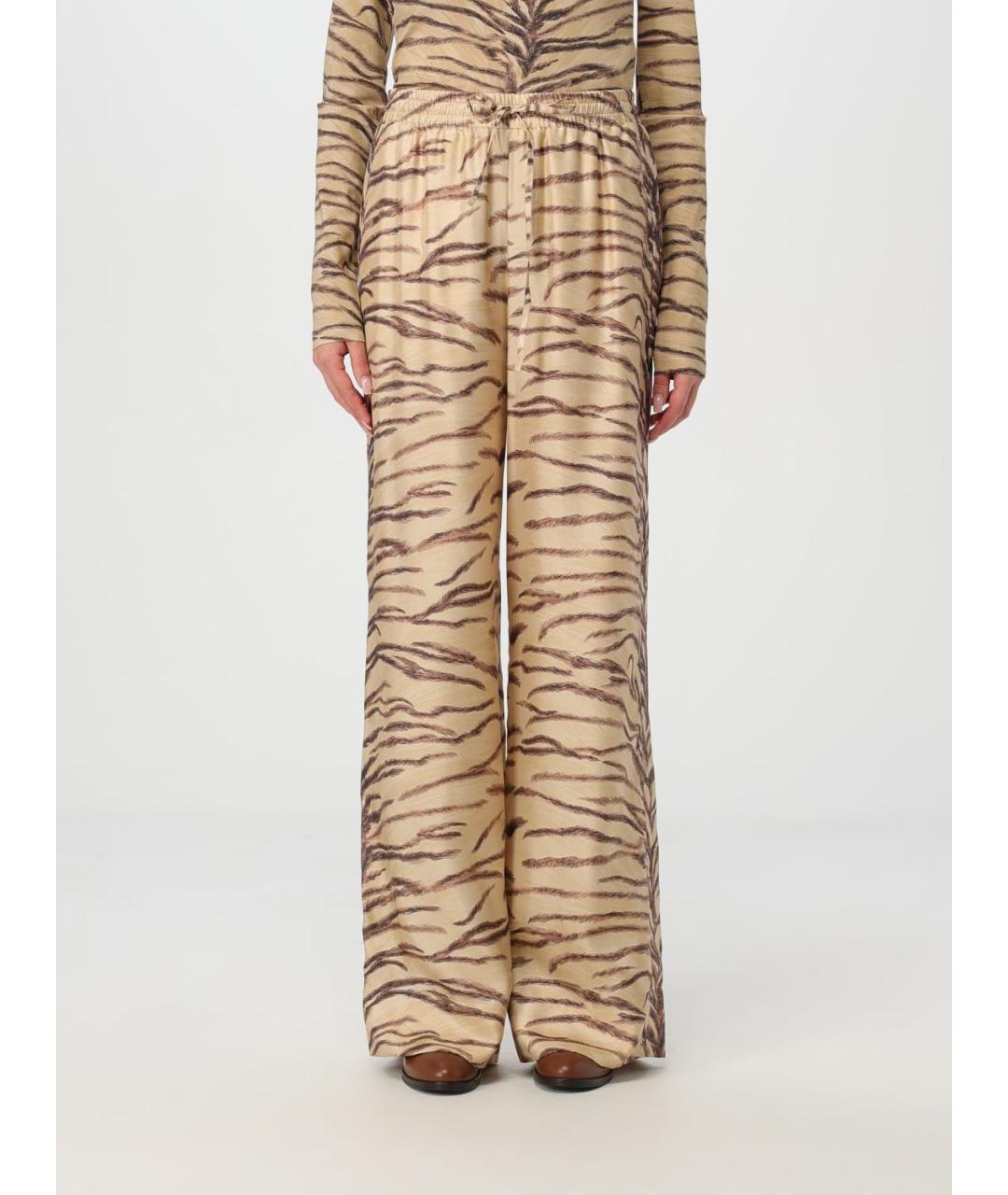 STELLA MCCARTNEY Бежевые шелковые прямые брюки, фото 2