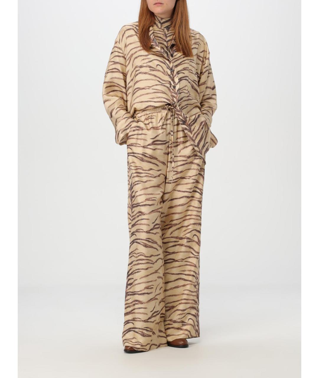 STELLA MCCARTNEY Бежевые шелковые прямые брюки, фото 3