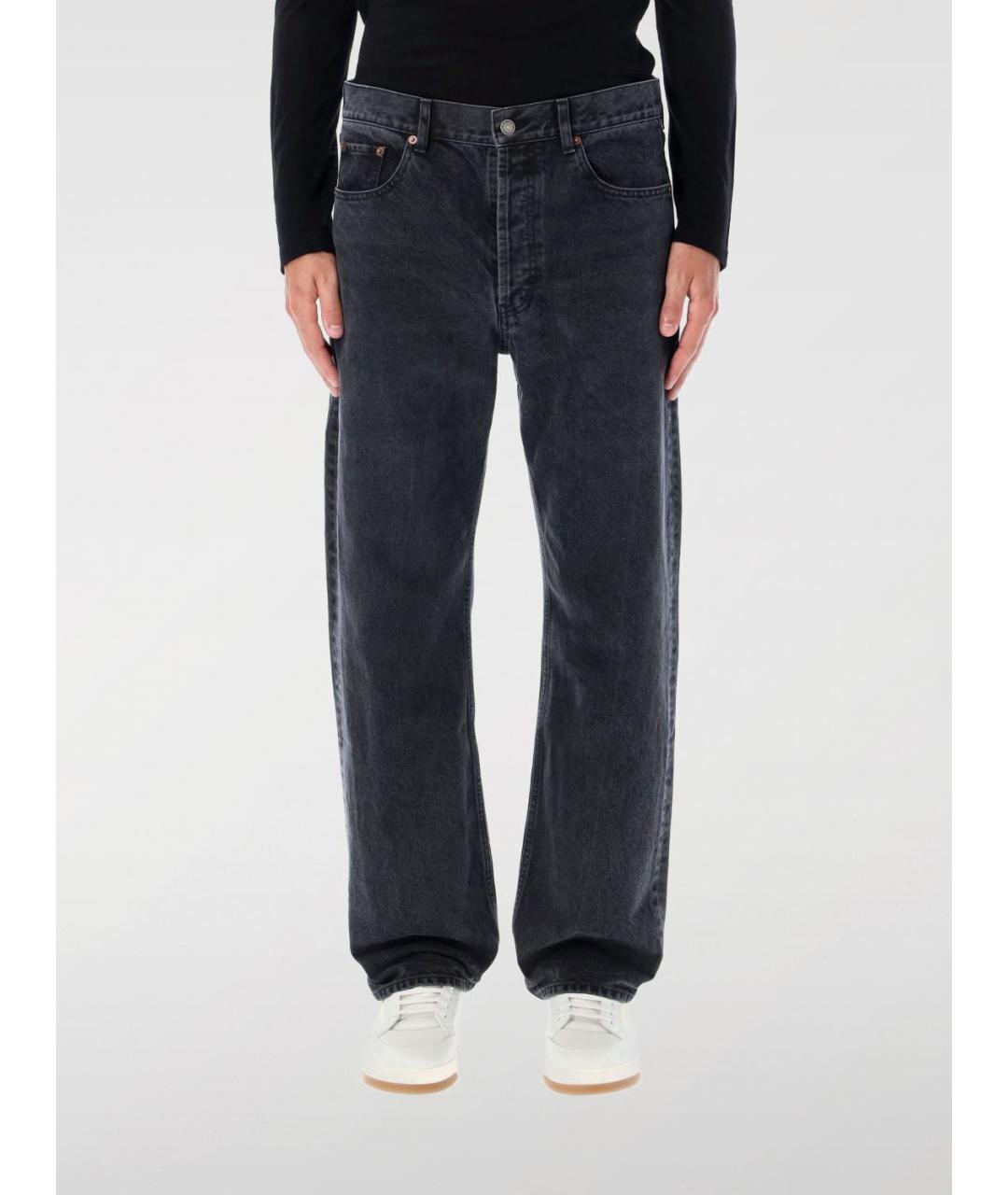 SAINT LAURENT Черные хлопковые прямые джинсы, фото 2