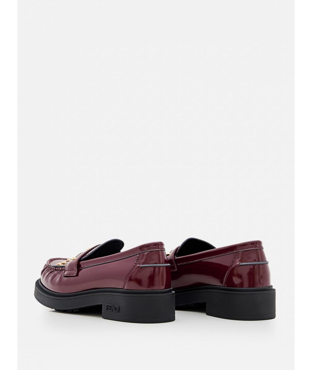 FENDI Бордовые кожаные лоферы, фото 3
