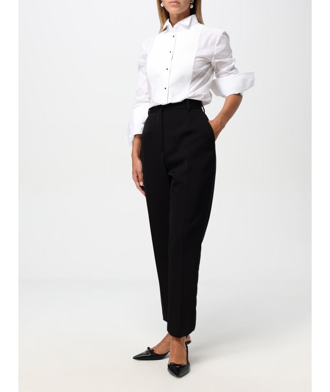 DOLCE&GABBANA Черные шерстяные прямые брюки, фото 3