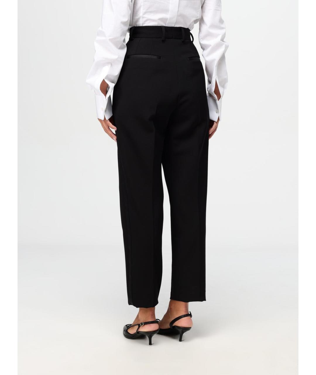 DOLCE&GABBANA Черные шерстяные прямые брюки, фото 4