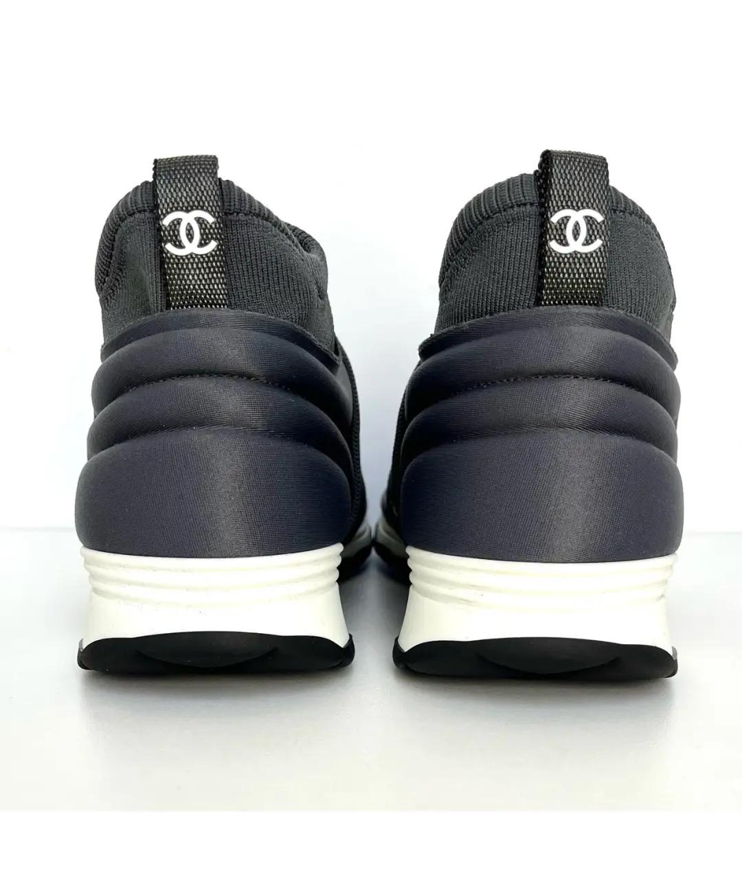 CHANEL Антрацитовые текстильные кроссовки, фото 4