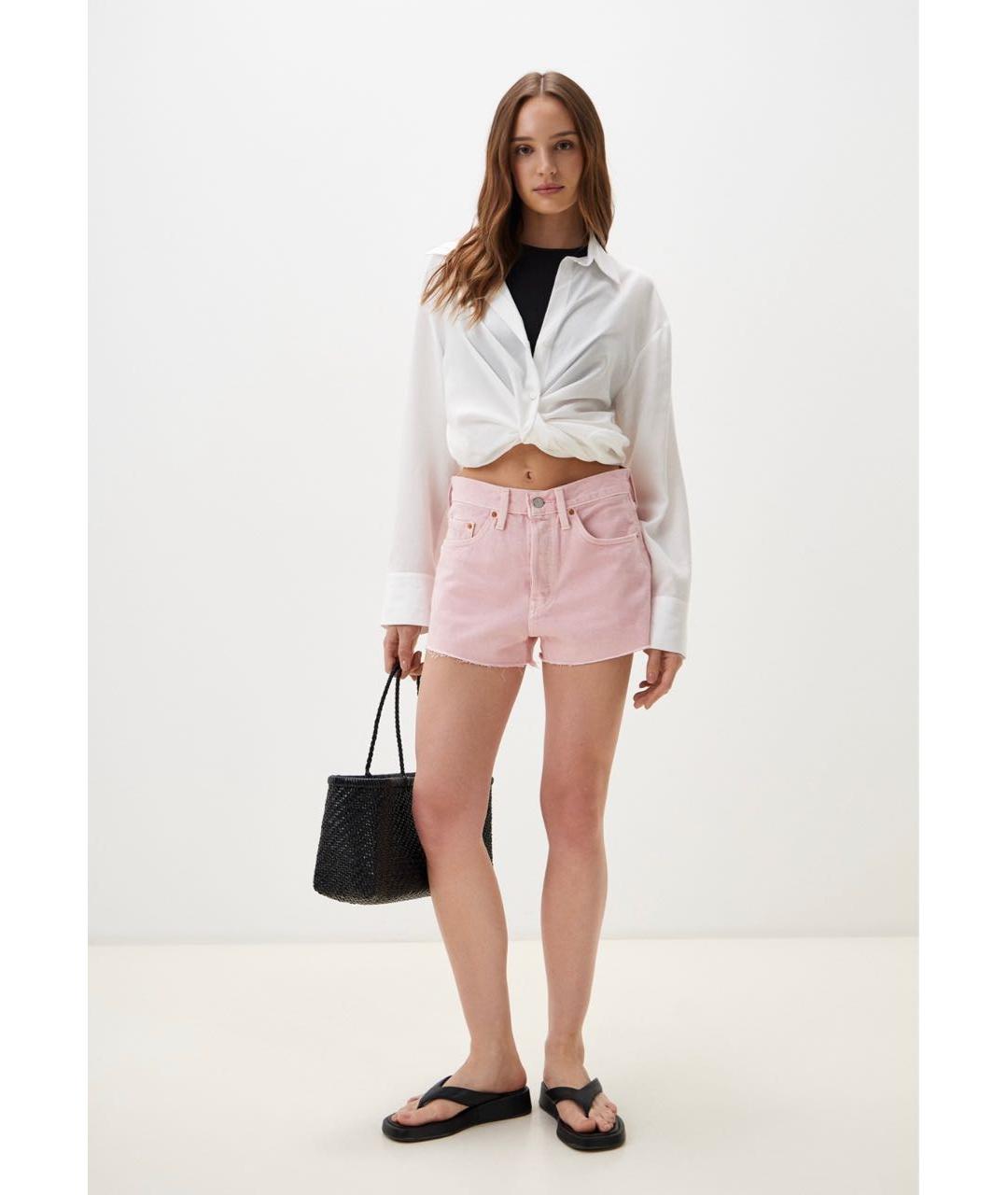 LEVI'S Розовые деним шорты, фото 6