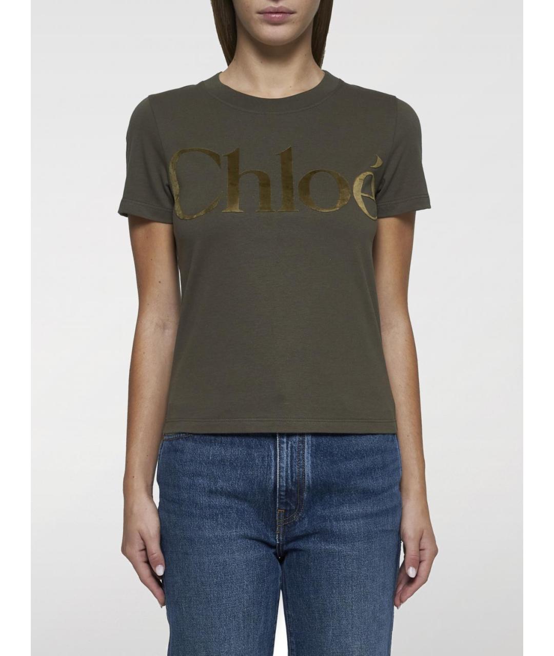 CHLOE Зеленая хлопковая футболка, фото 2