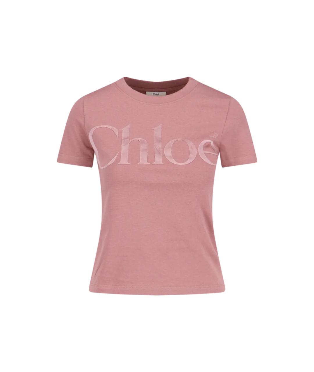 CHLOE Розовая хлопковая футболка, фото 1