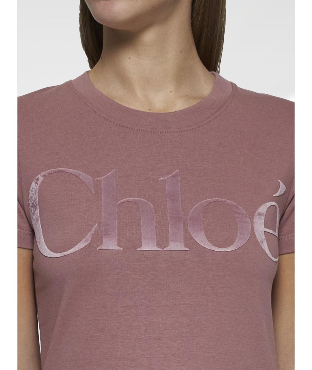 CHLOE Розовая хлопковая футболка, фото 4