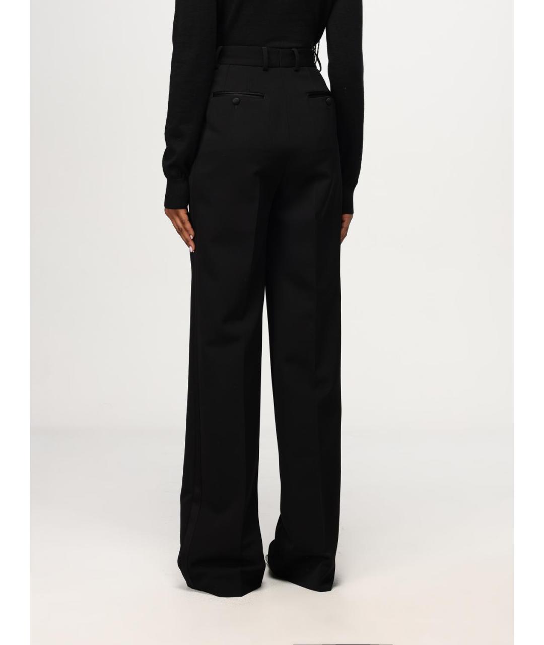 DOLCE&GABBANA Черные шерстяные прямые брюки, фото 4
