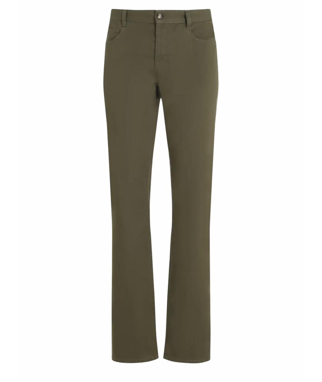 SAINT LAURENT Хаки хлопковые повседневные брюки, фото 1