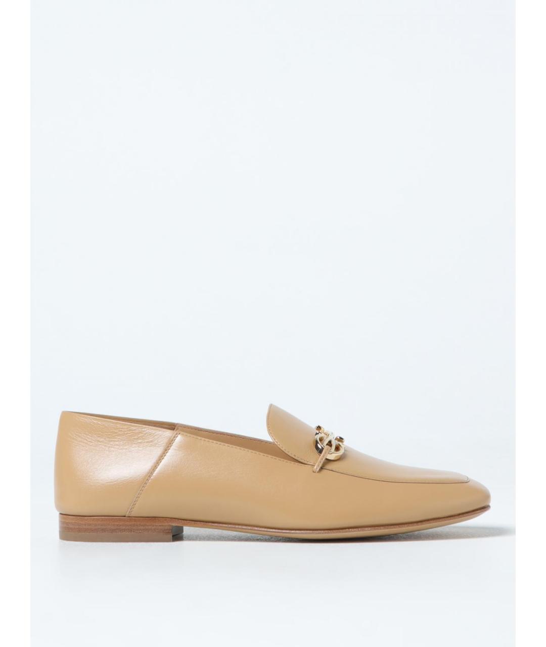 FERRAGAMO Бежевые кожаные лоферы, фото 5