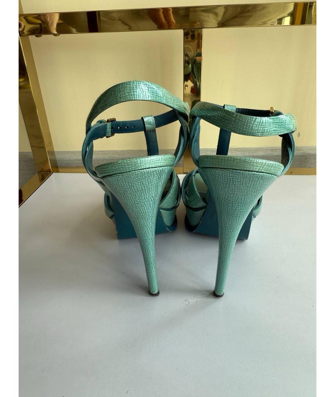 SAINT LAURENT Бирюзовые босоножки, фото 3