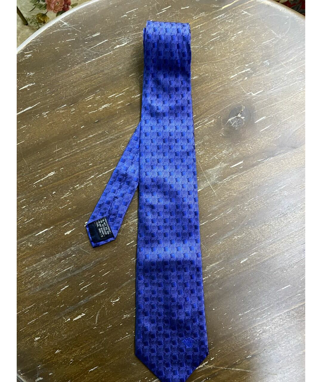 VERSACE Синий шелковый галстук, фото 5