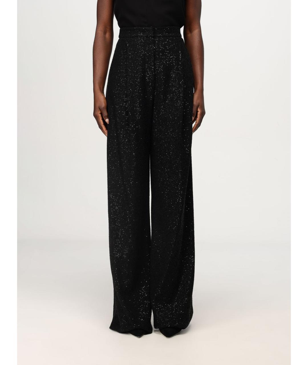 MAX MARA Черные вискозные прямые брюки, фото 2