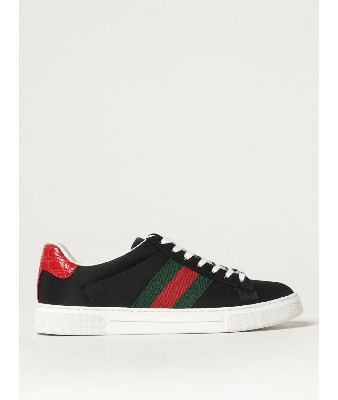 GUCCI Черные синтетические низкие кроссовки / кеды, фото 5