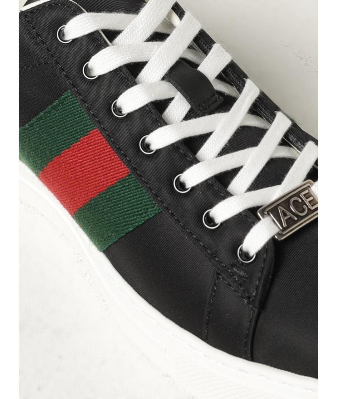 GUCCI Черные синтетические низкие кроссовки / кеды, фото 4