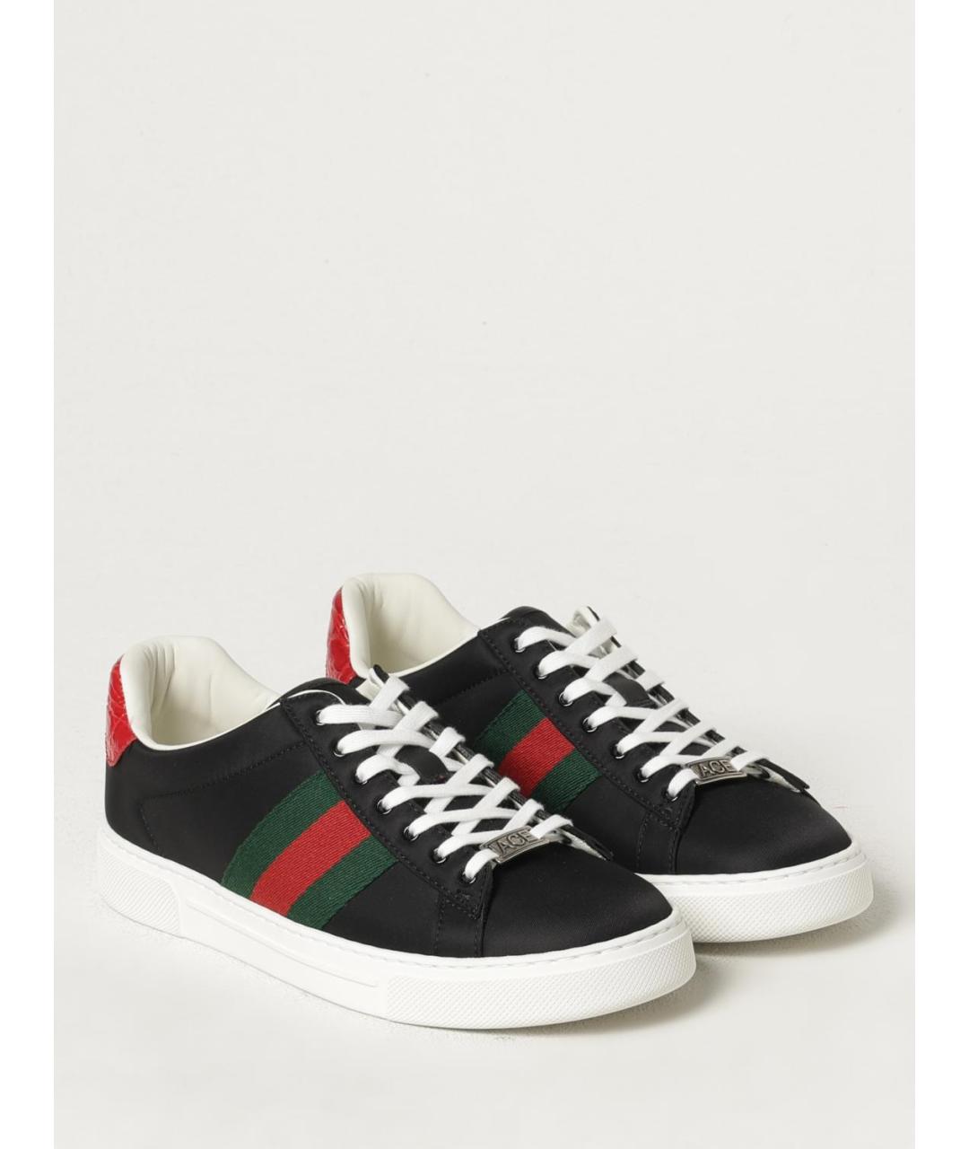 GUCCI Черные синтетические низкие кроссовки / кеды, фото 2