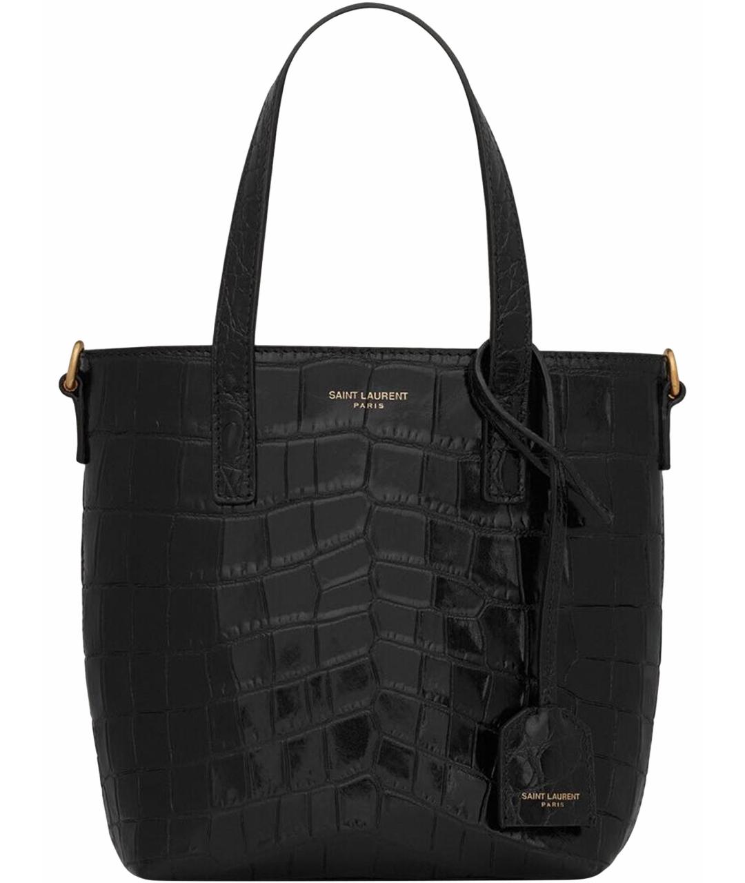 SAINT LAURENT Черная кожаная сумка с короткими ручками, фото 1