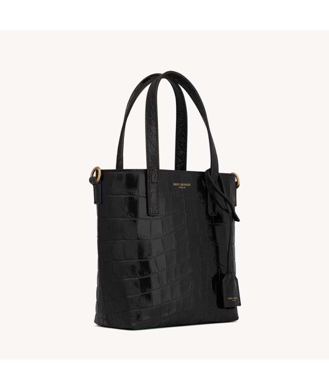 SAINT LAURENT Черная кожаная сумка с короткими ручками, фото 4