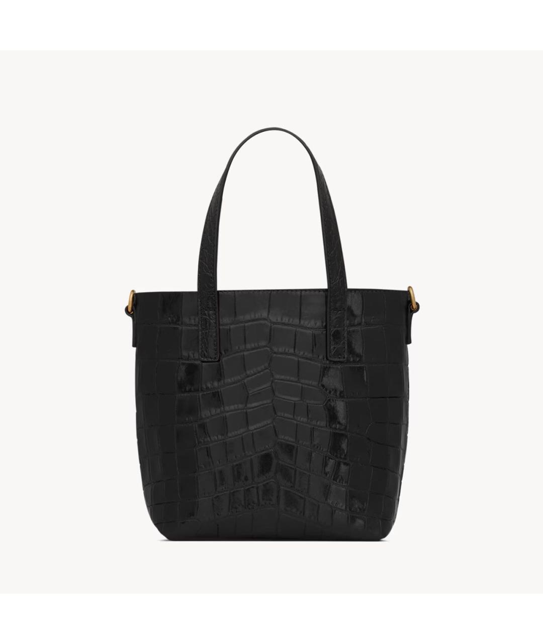 SAINT LAURENT Черная кожаная сумка с короткими ручками, фото 2