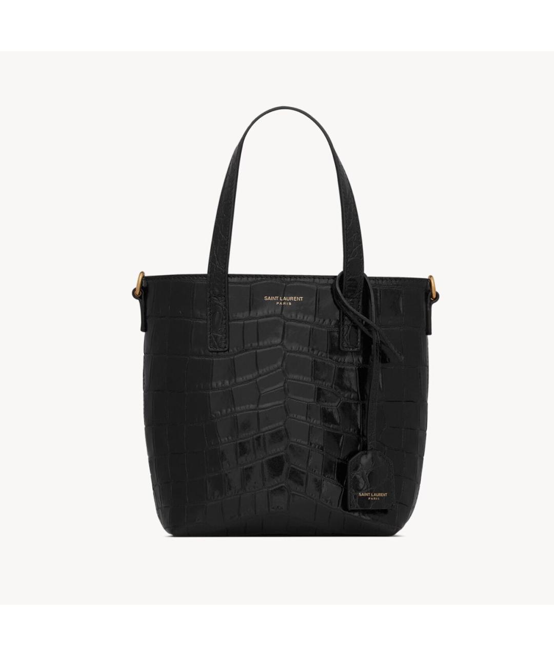 SAINT LAURENT Черная кожаная сумка с короткими ручками, фото 8
