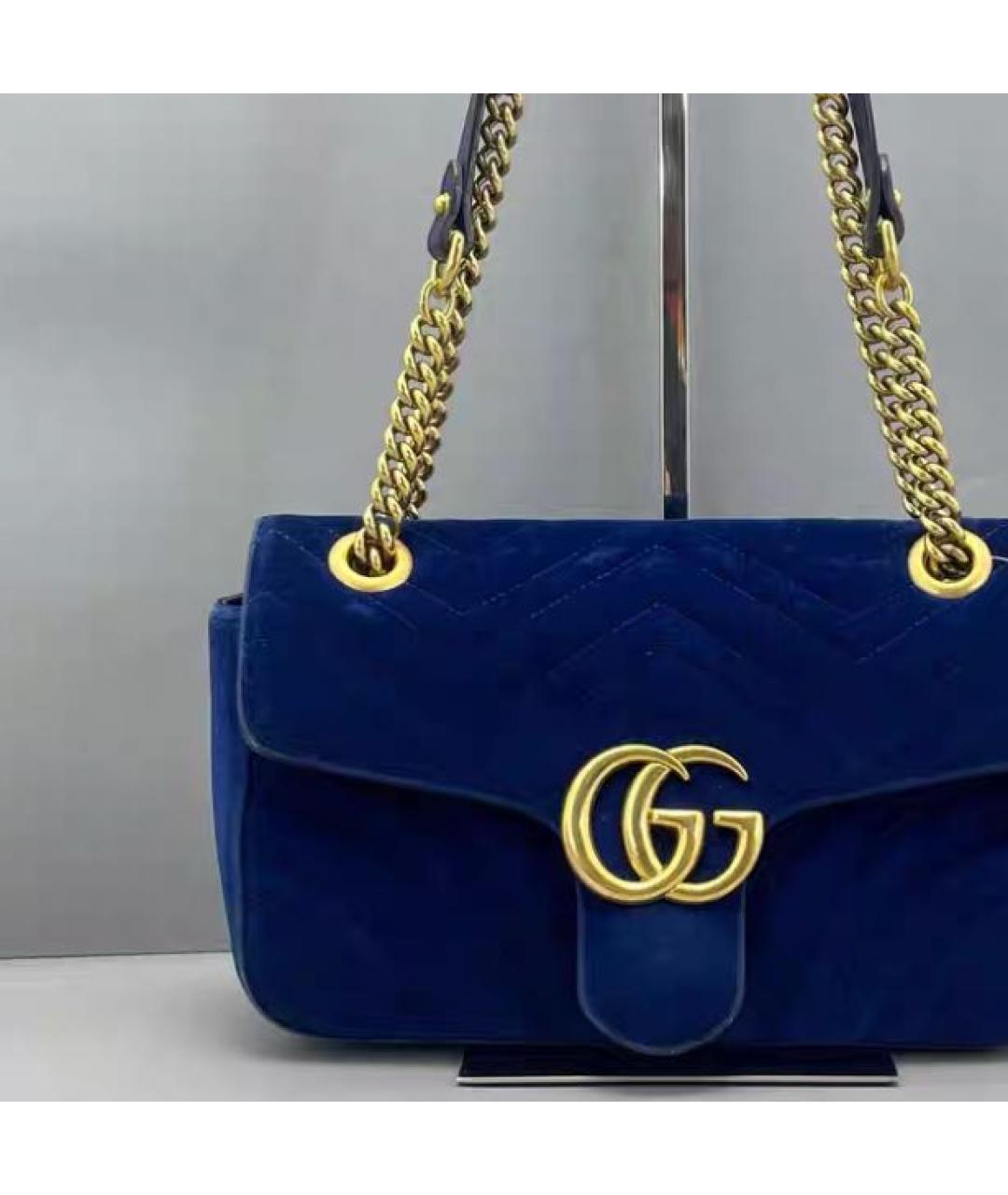 GUCCI Синяя бархатная сумка через плечо, фото 2