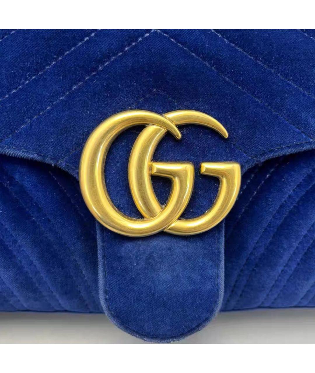 GUCCI Синяя бархатная сумка через плечо, фото 5