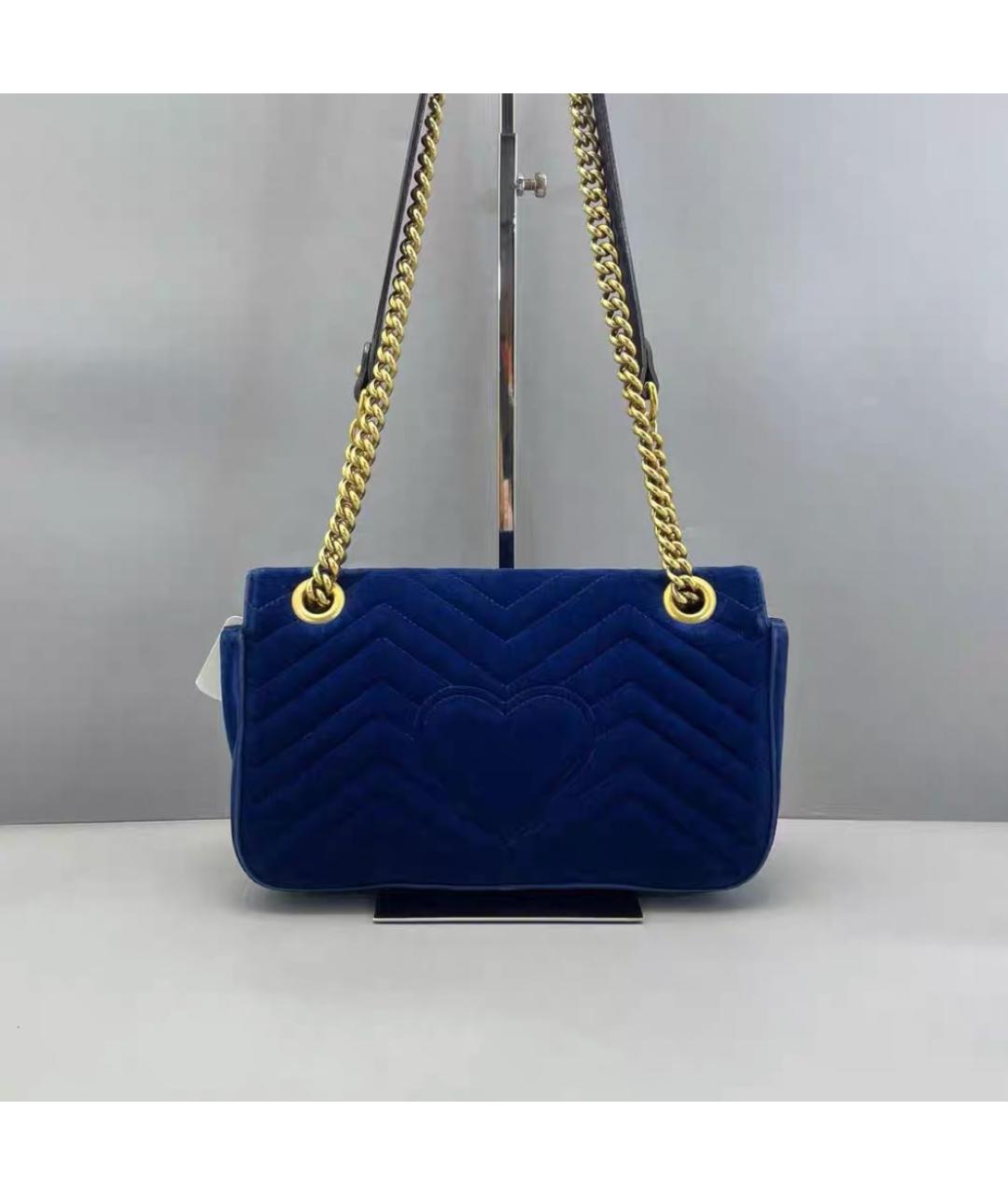 GUCCI Синяя бархатная сумка через плечо, фото 3