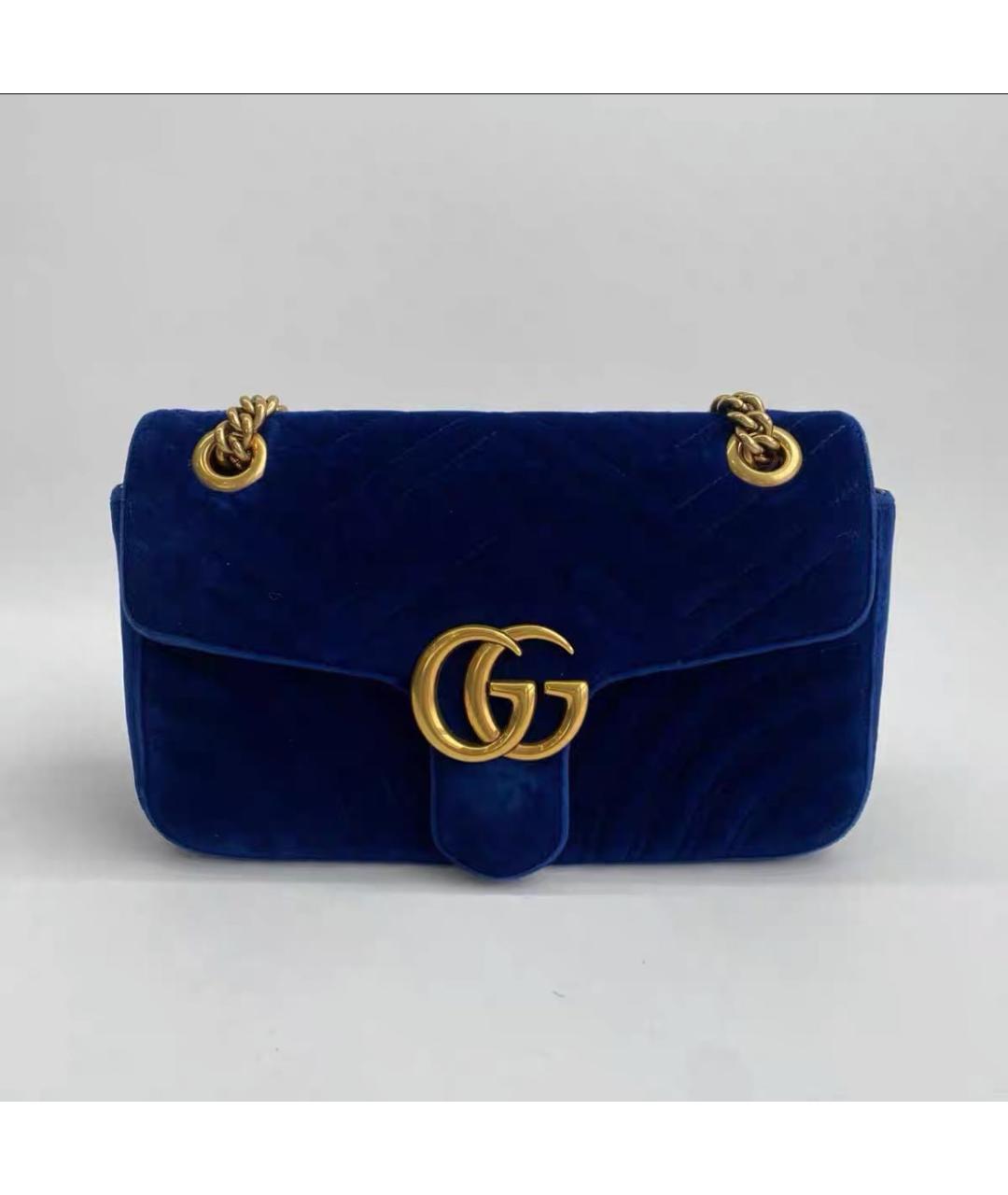 GUCCI Синяя бархатная сумка через плечо, фото 6