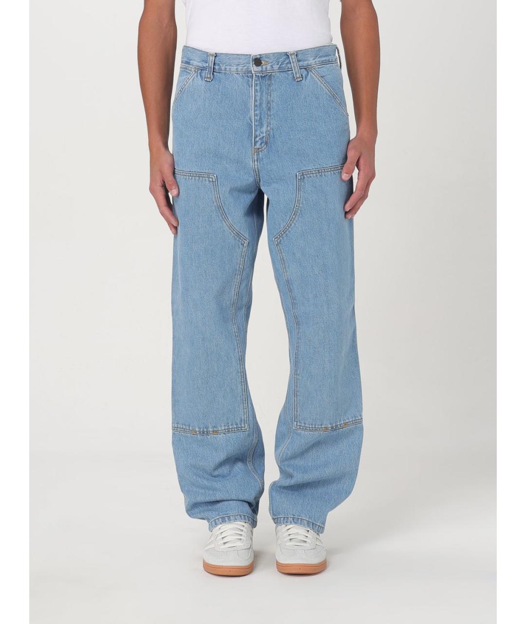 CARHARTT WIP Голубые хлопковые прямые джинсы, фото 2