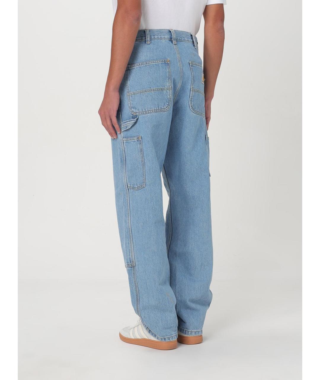 CARHARTT WIP Голубые хлопковые прямые джинсы, фото 4