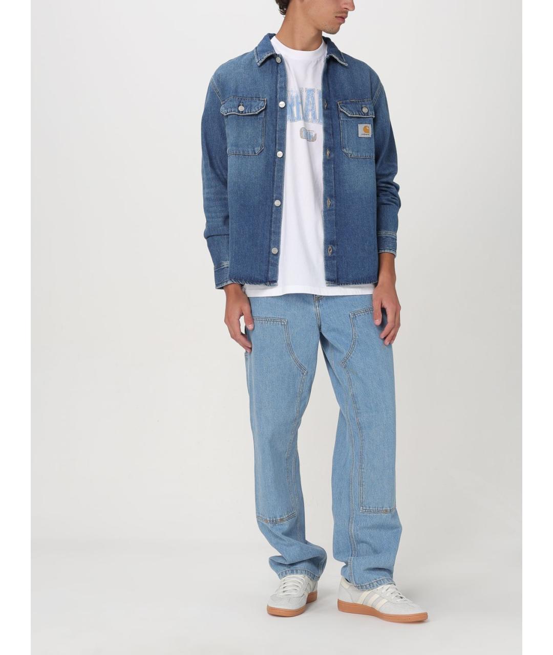 CARHARTT WIP Голубые хлопковые прямые джинсы, фото 3