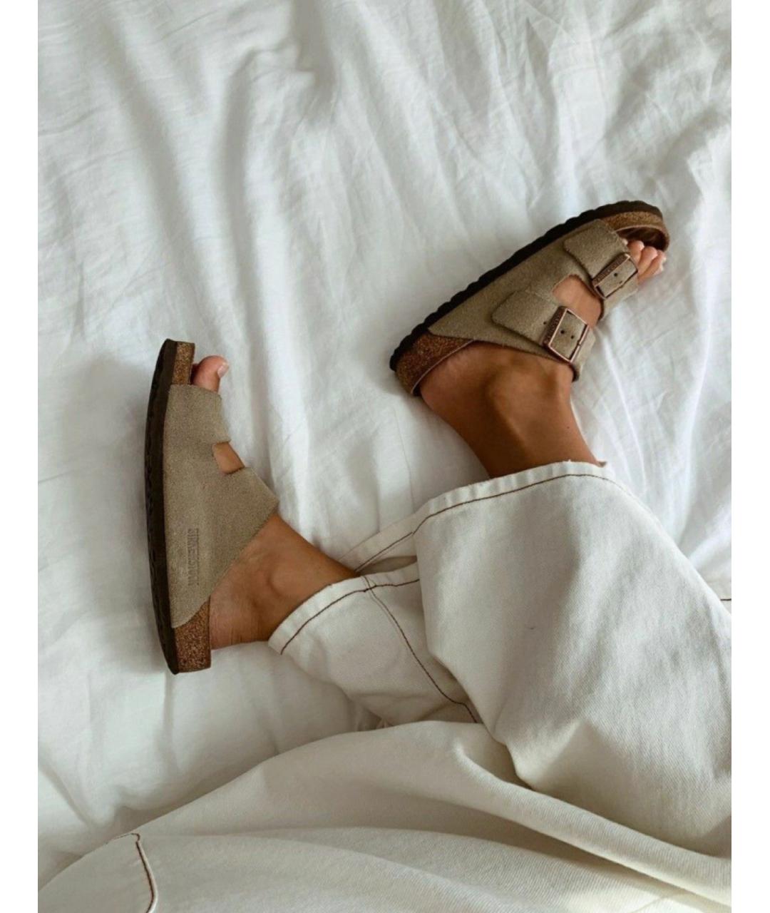 BIRKENSTOCK Бежевые замшевые сандалии, фото 2