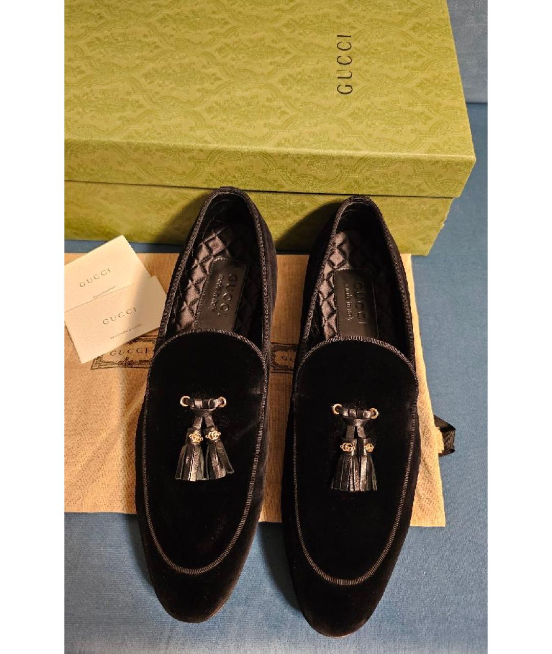 GUCCI Черные бархатные лоферы, фото 3