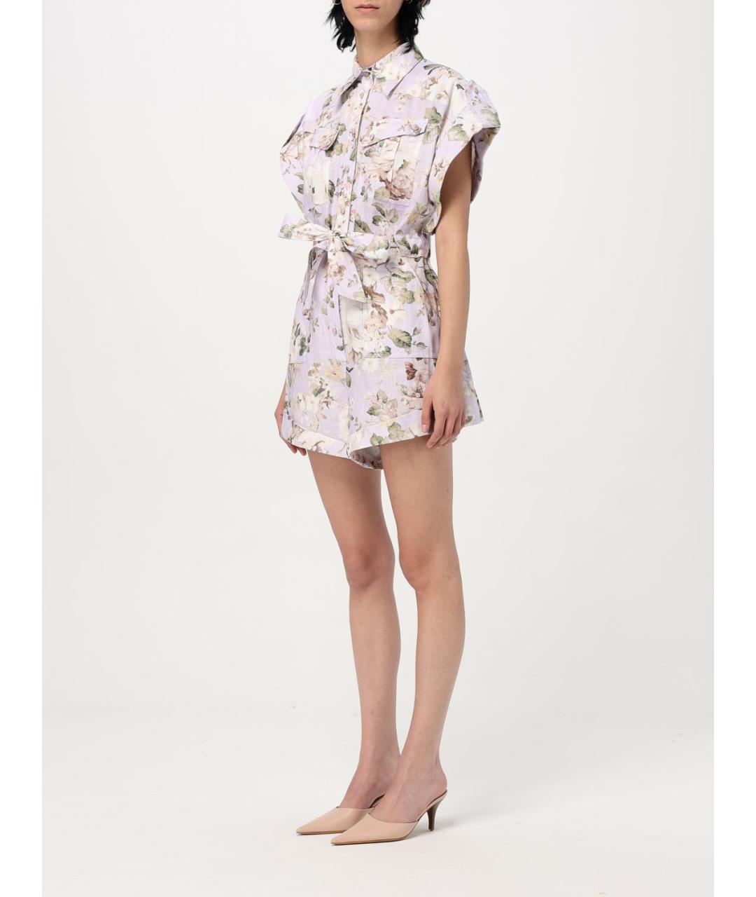 ZIMMERMANN Фиолетовый льняной комбинезон, фото 4