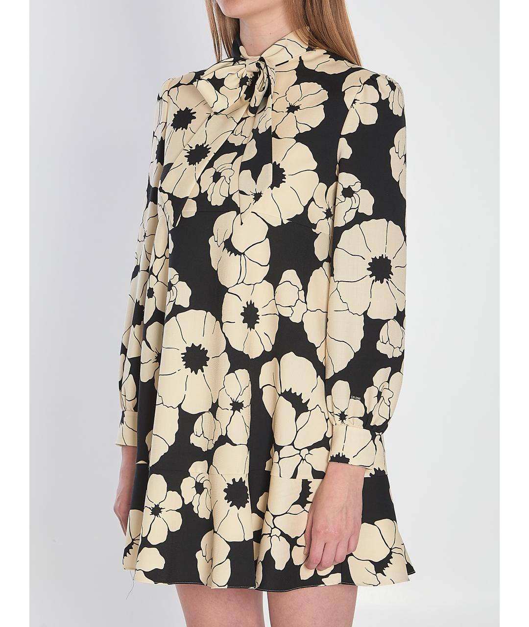 CELINE Мульти шерстяное повседневное платье, фото 3