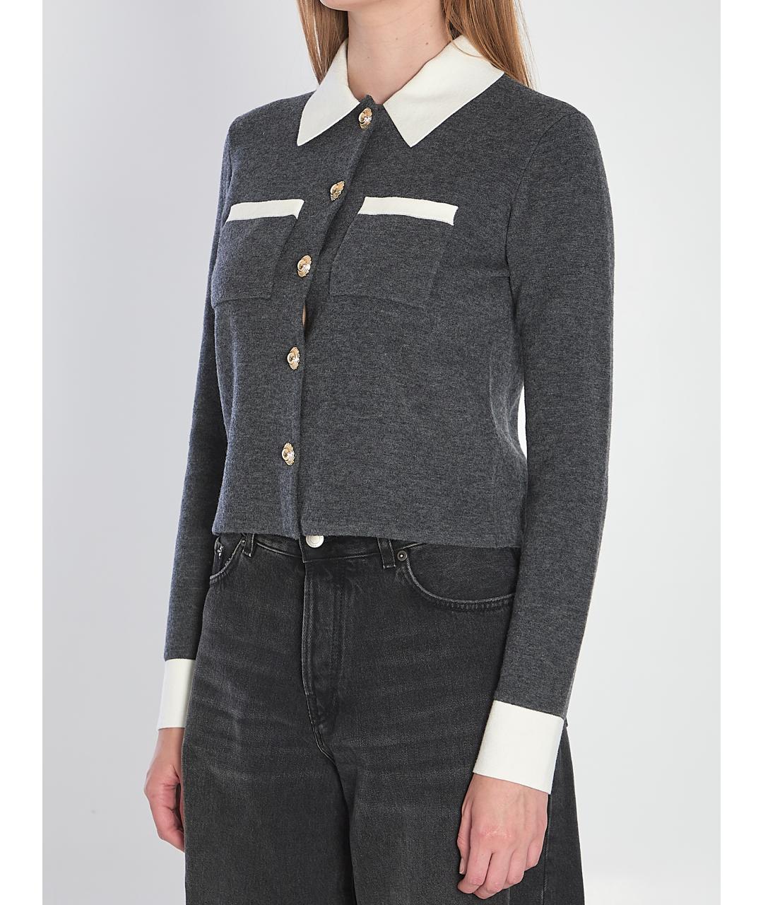 SELF-PORTRAIT Антрацитовый шерстяной кардиган, фото 2