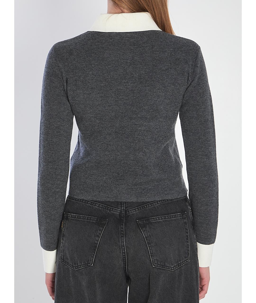 SELF-PORTRAIT Антрацитовый шерстяной кардиган, фото 4