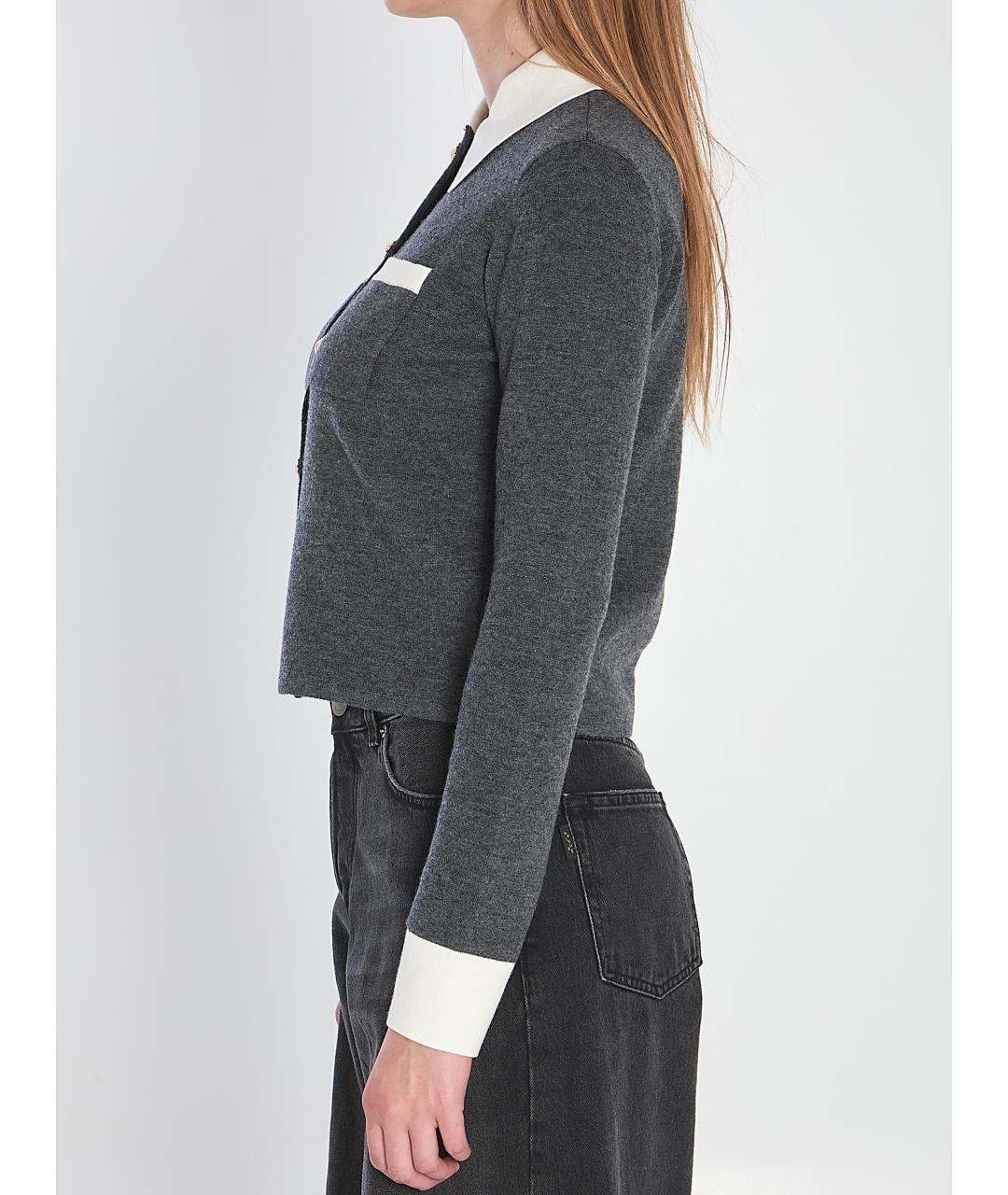 SELF-PORTRAIT Антрацитовый шерстяной кардиган, фото 3