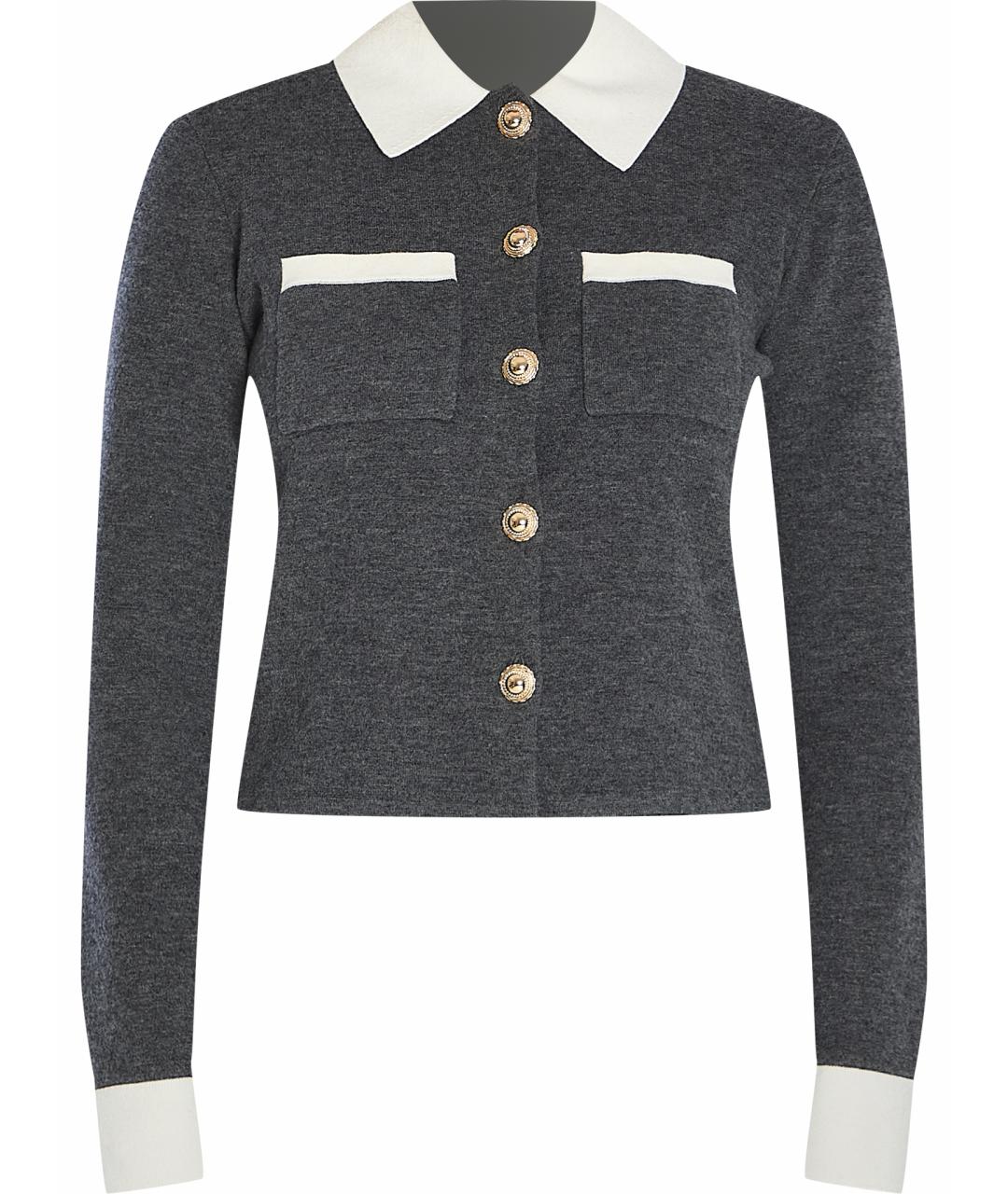 SELF-PORTRAIT Антрацитовый шерстяной кардиган, фото 1