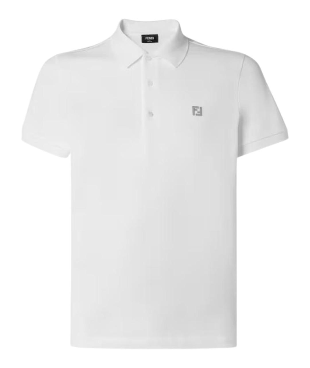 FENDI Белое хлопковое поло с коротким рукавом, фото 1